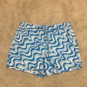 Wild Fable Blue and White Wave Swim Trunks